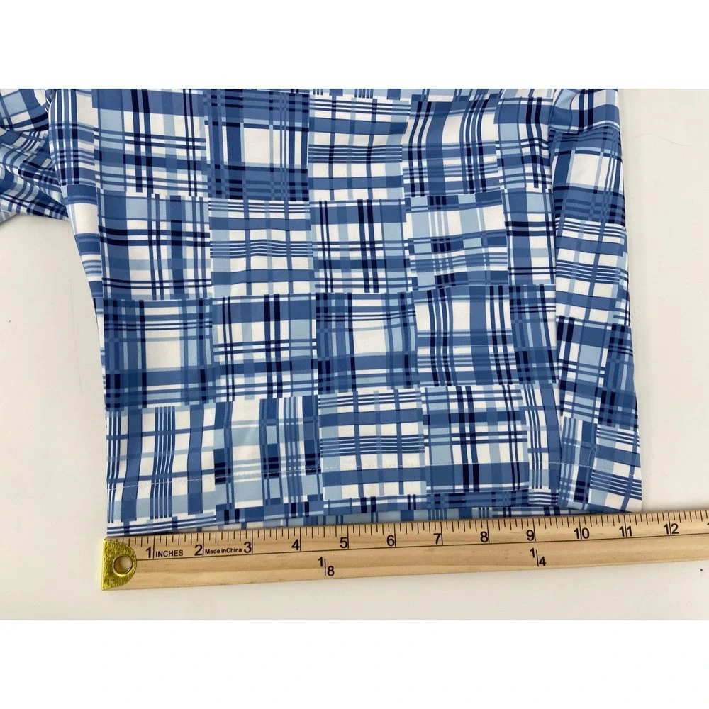 Peter Millar Shorts Mens 38‎ Blue Plaid Crown Crafted Golf Stretch Chino 9